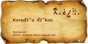 Korpás Ákos névjegykártya